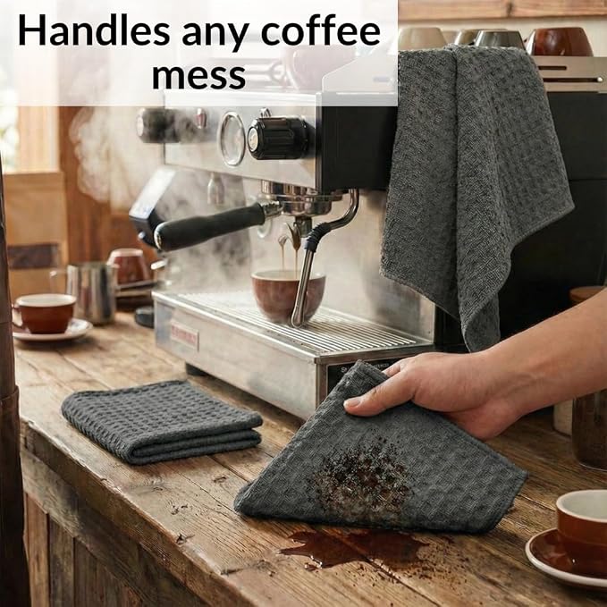 Solyra Barista Towels, 6 Pack, 12 x 12 in, Dark Gray | OEKO-TEX Certified - Image 3