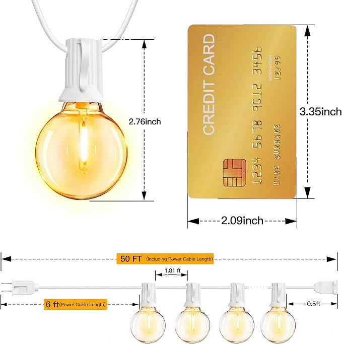 Ollny 50FT Outdoor String Lights, Waterproof Connectable Shatterproof Outside - Image 4