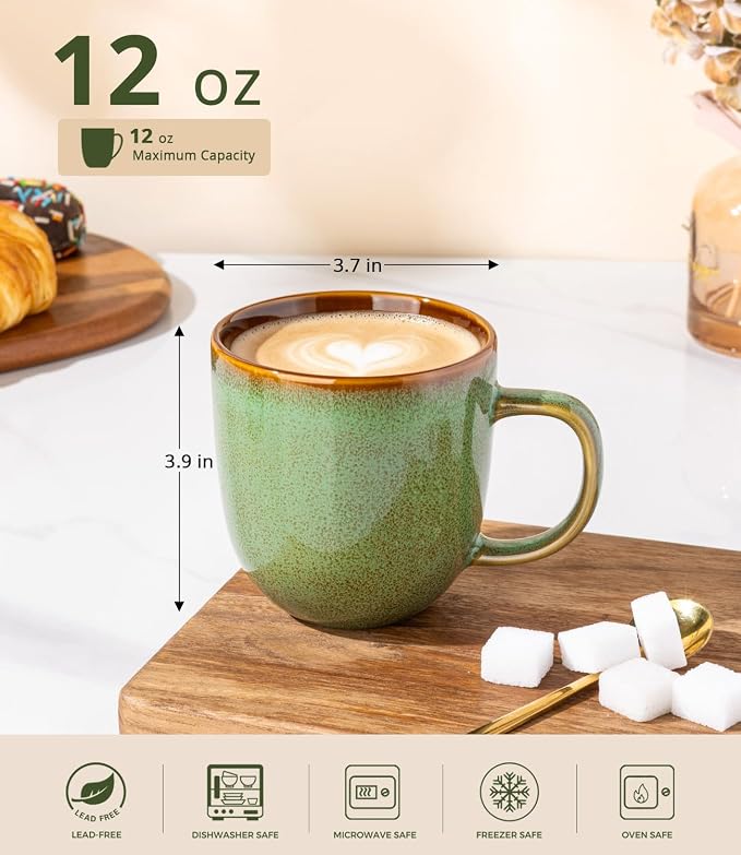 LERATIO Ceramic Coffee Mugs Set of 6, 12oz Handmade Coffee Mugs Set - Image 2