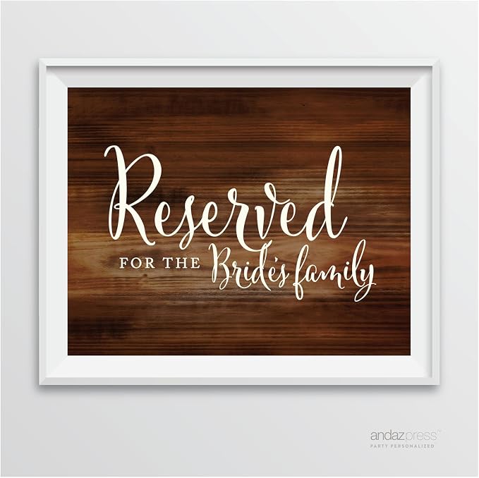 Andaz Press Wedding Party Signs, Rustic Wood Print, 8.5-inch x 11-inch by AndazPress