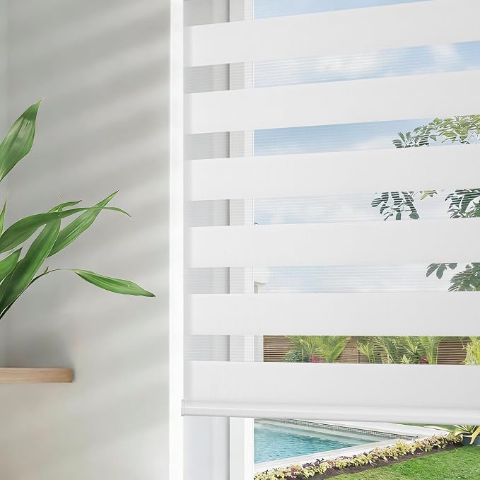 Joydeco Cordless Zebra Blinds for Windows, Dual Layer Free-Stop Zebra Shades by JOYDECO