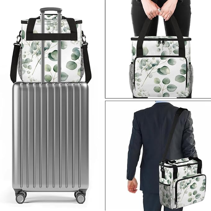 Eucalyptus Leaf Coffee Maker Carring Bag, Large Insulated Storage Organizer - Image 7