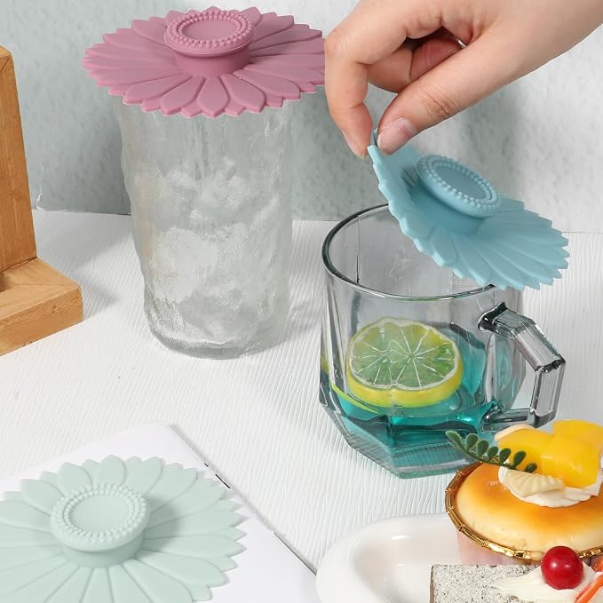 Qianyu 3 Pcs Sunflower Silicone Cup Covers Flexible Mug Cover Multicolored - Image 6