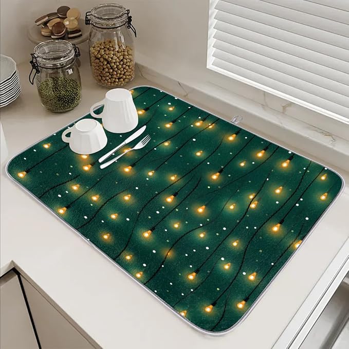 Xmax String Lights Dish Drying Mat, Kitchen Counter Quick Dry Pads - Image 6