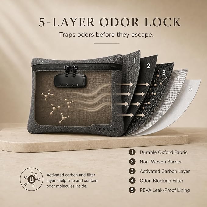 IDEATECH Smell Proof Bag with Combination Lock, Odor Proof Storage Case with 3 - Image 3
