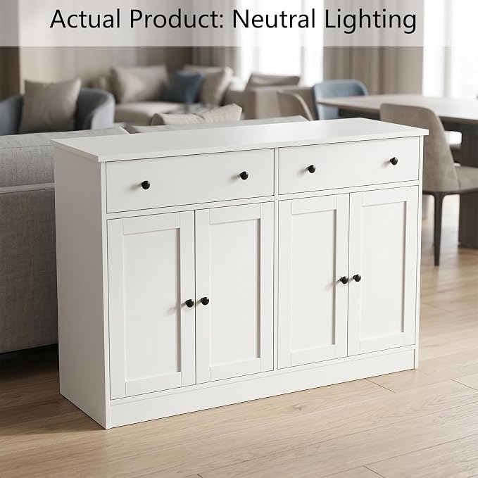 holzart 49" White Buffet Cabinet - Image 3