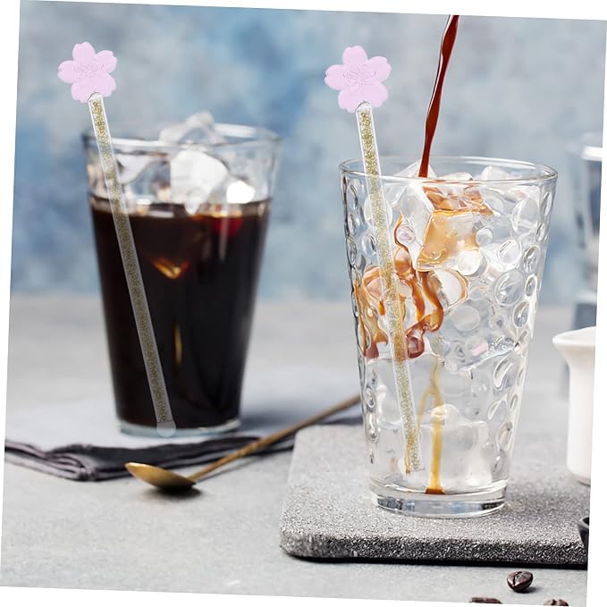 Flower Design Glass Stirring Rod Elegant Cocktail Mixer - Image 9