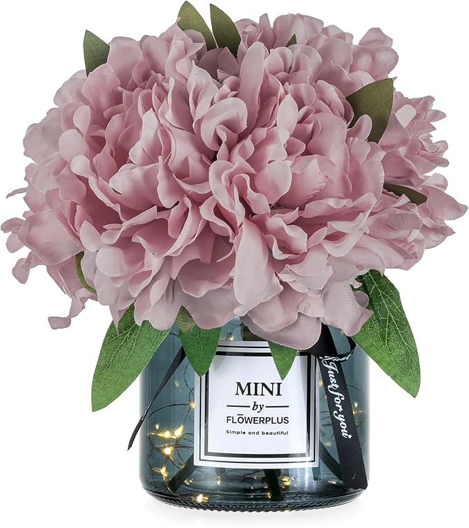 BLOSMON Pink Artificial Flowers in Vase: Fake Hydrangea by Blosmon