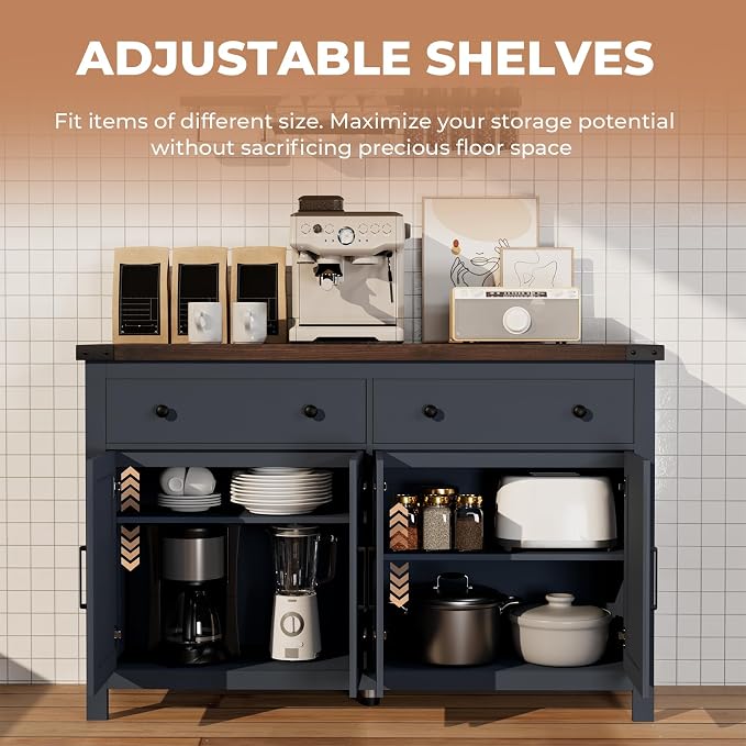 VVFLU 55'' Buffet Cabinet with Storage, Farmhouse Kitchen Storage Cabinet with - Image 7
