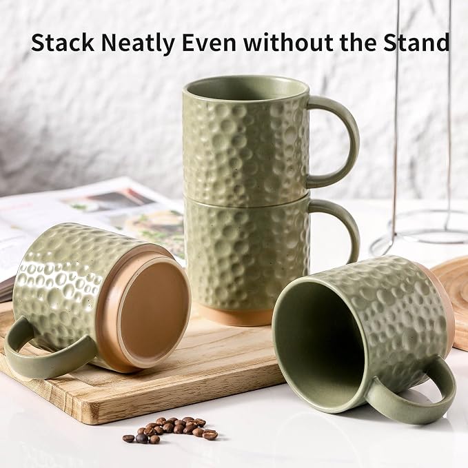 Nihow Ceramic Coffee Mug Set of 4, 16OZ Stackable Coffee Mug Set - Image 6