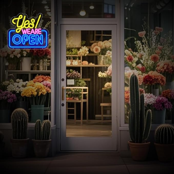 Open Neon Sign for Wall Decor, Yes We Are Open Led Signs, Dimmable USB Powered - Image 7