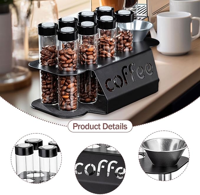 8 Pieces Coffee Cellars Glass Tube Storage Containers Airtight - Image 3