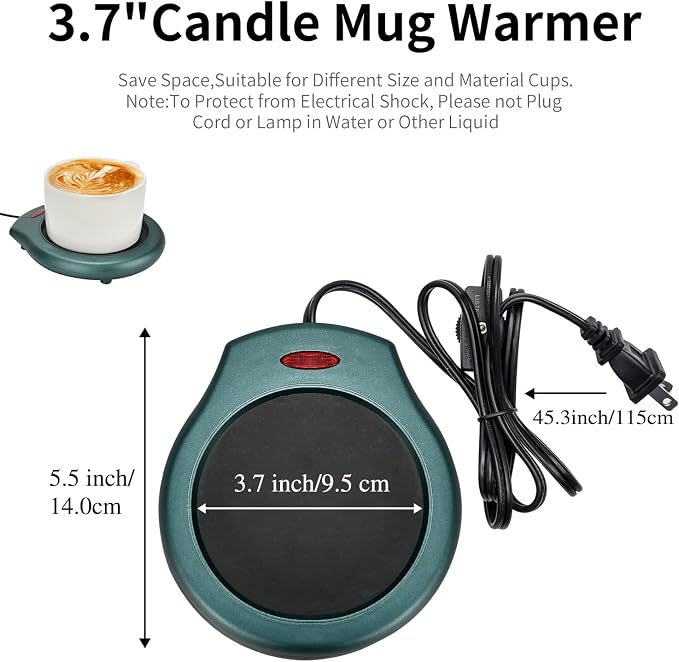 ASAWASA Candle Warmer for Large Jar, Coffee Mug Warmers, Safely Releases Scents - Image 3