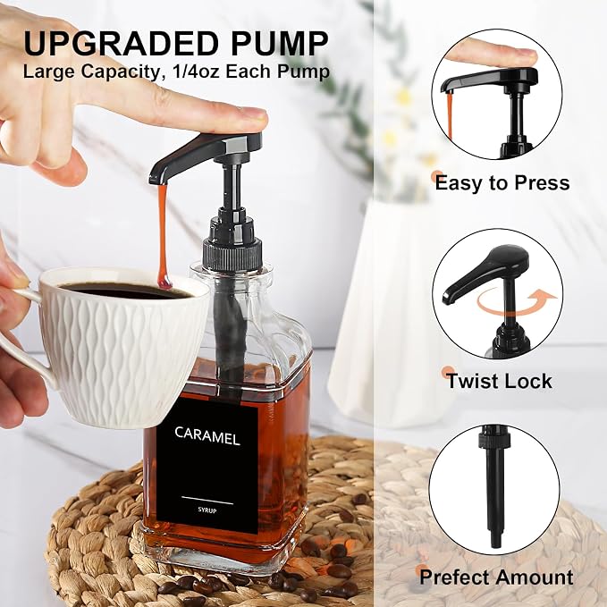 GMISUN Coffee Syrup Dispenser, 16.9 fl oz Syrup Pump Dispenser - Image 3