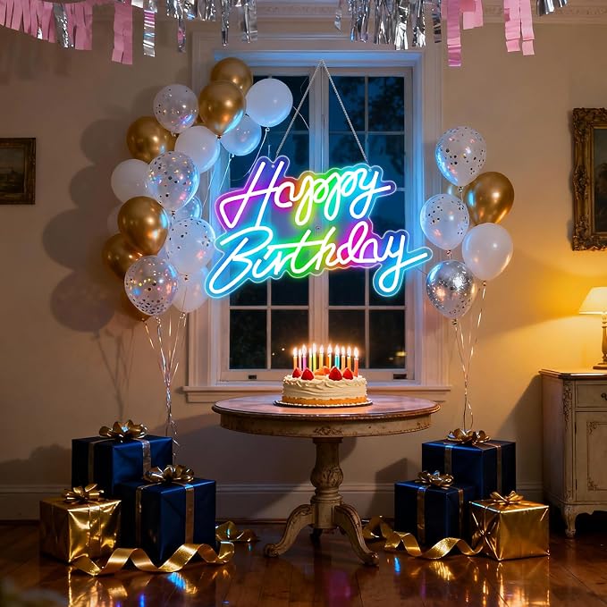 Happy Birthday Sign for Wall Decor, RGB Led Happy Birthday Neon Sign For Party - Image 4