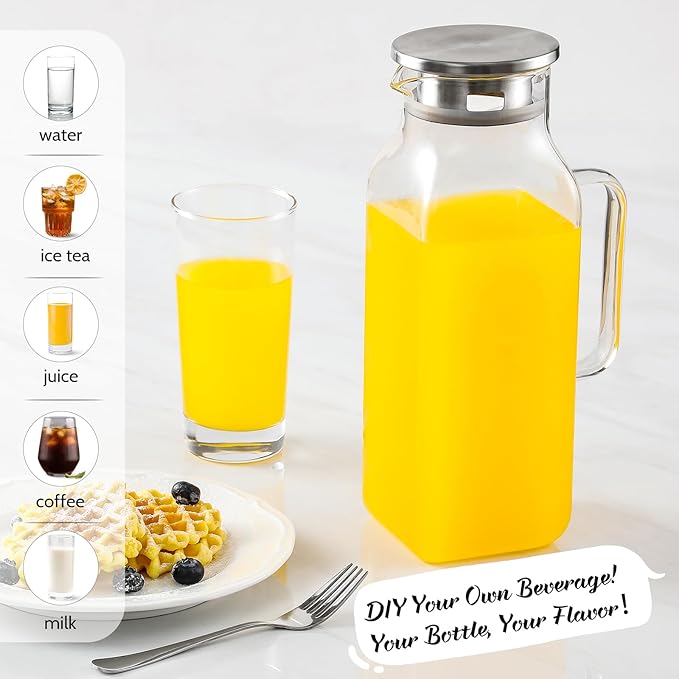 Netany 3 Pack 2 Liters/68 oz Square Glass Pitcher - Image 3