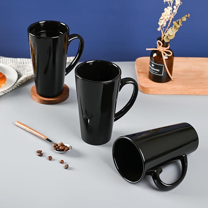 BYCNZB 16oz black Funnel Ceramic Tall Coffee Mugs - Image 6