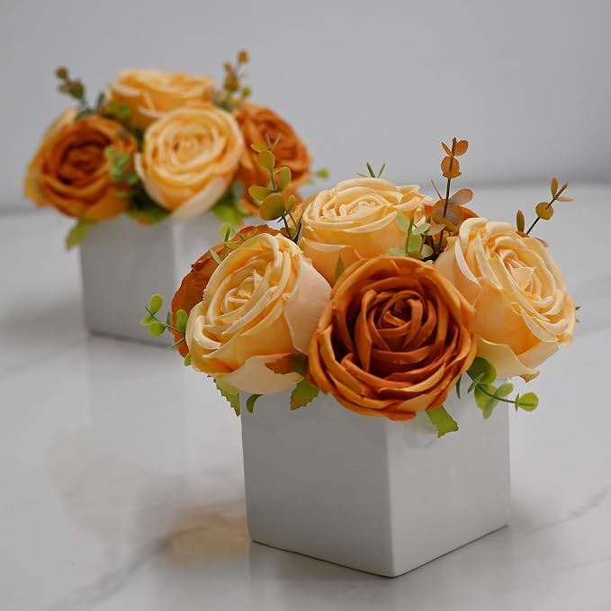 Fall Artificial Orange Silk Fake Rose - Image 3