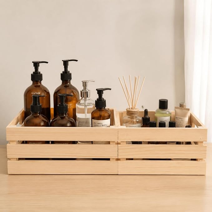 Youeon Set of 3 Small to Medium Rustic Wooden Nesting Crates - Image 8
