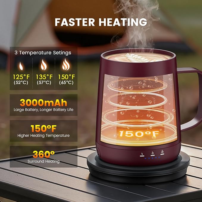Smart Self Heating Coffee Mug, 14oz Temperature Control Coffee Mug, Hot up to - Image 3