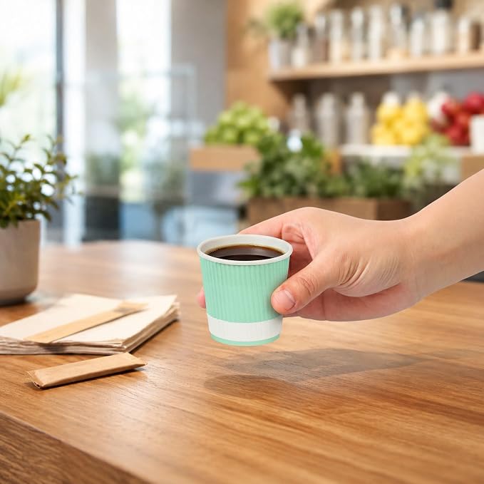 Restaurantware-4 Ounce Paper Coffee Cups, 25 Ripple Wall Disposable Paper Cups - Image 5