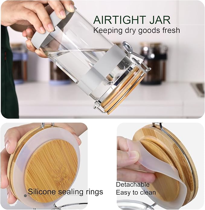 Airtight Glass Matcha Container - 1200ml Large Matcha Storage Jar with Bamboo - Image 4