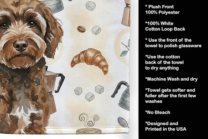 Caroline's Treasures Brown Portuguese Water Dog Coffee Bar Kitchen Towel Velour - Image 4