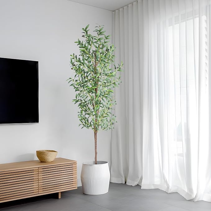 Artificial Olive Tree, 6FT Tall Faux Olive Trees 72in Outdoor Fake Potted Silk - Image 7