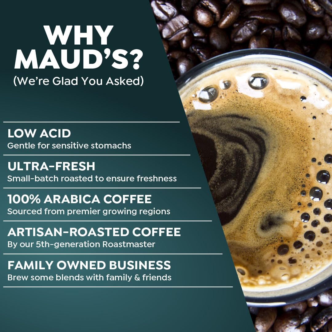 Maud's Decaf Kona Coffee Pods, 18 ct, Decaffeinated Medium Roast Coffee in Recyclable Single Serve Pods – 100% Arabica Coffee, Compatible with Keurig K Cups Maker