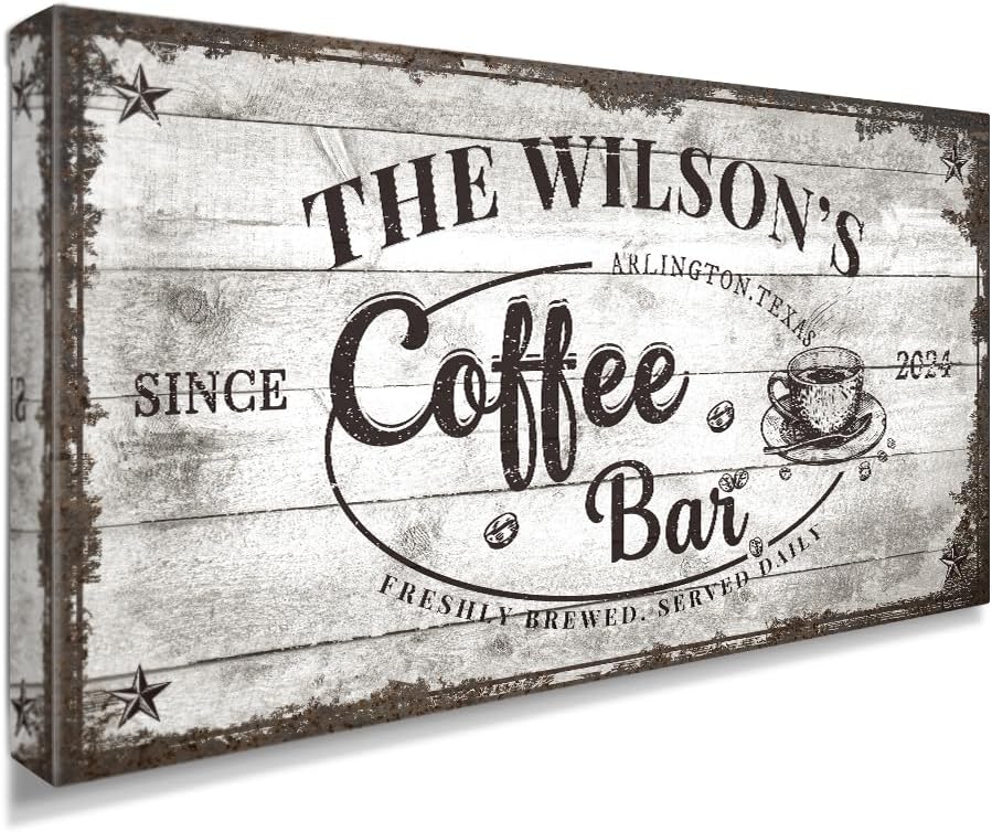 IPIC - Custom Coffee Bar Sign, Personalized Large Canvas Wall Art by IPIC