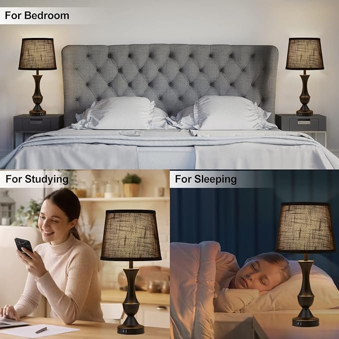 Luvkczc Black Touch Table Lamps Set of 2, Nightstand Lamps - Image 7