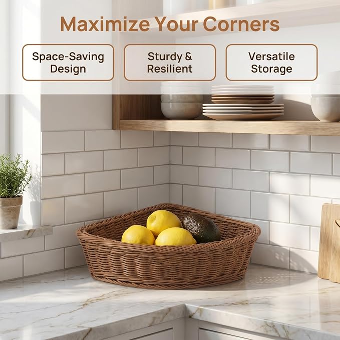 Luxshiny 2 Pack Triangle Corner Storage Baskets Plastic Corner Basket Organizer - Image 5