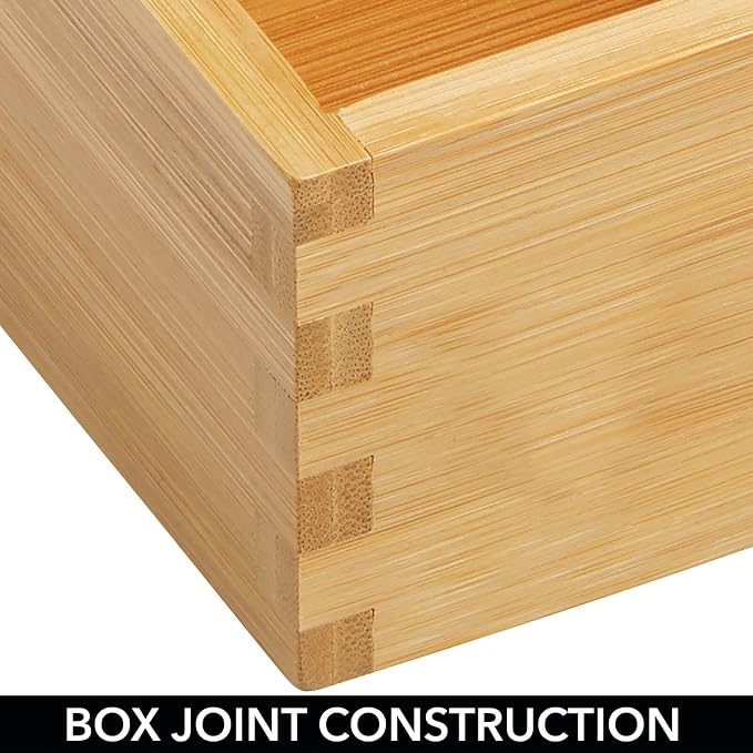 mDesign Bamboo Wood Kitchen Cabinet Drawer Organizer Tray Bins - Image 7