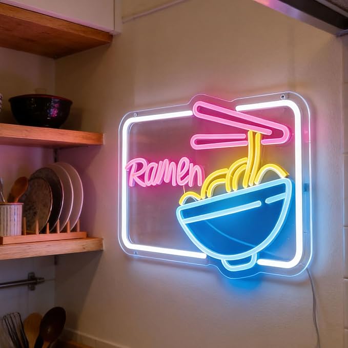 Ramen Neon Sign for Wall Decor, Dimmable LED Light Up Sign for Resturant Dining by KATMBFUE