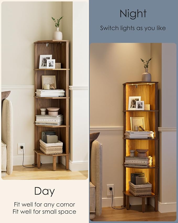 Corner Shelf Stand, 5 Tier Corner Bookshelf, Corner Furniture - Image 3