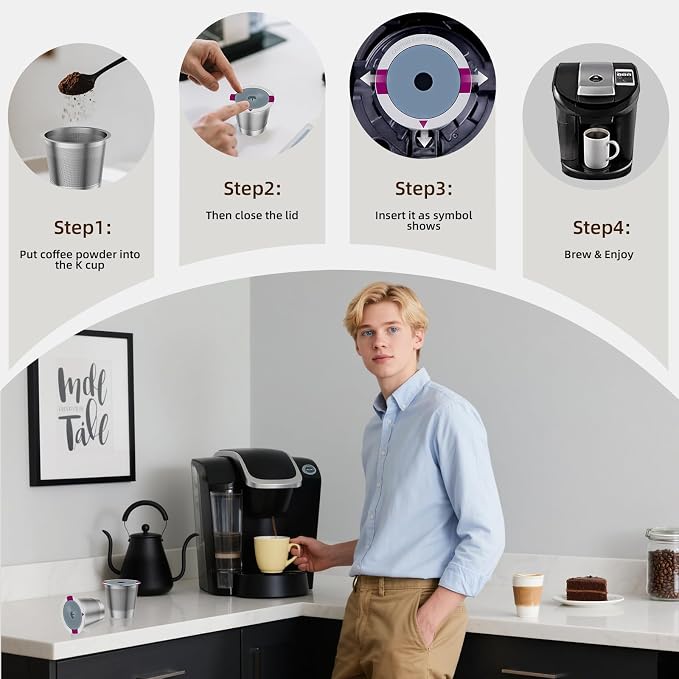 1 Pack Reusable K Cup Coffee Pods, Stainless Steel Refillable K Cup Coffee - Image 6