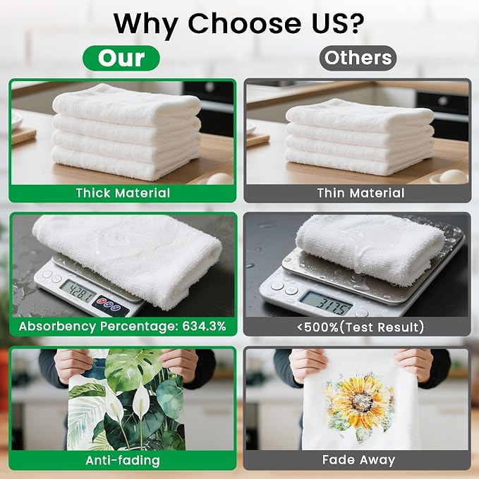 CUTHOLLOW Tropical Plants Decorative Kitchen Towels Set of 4, 25.98"x17.72" - Image 3