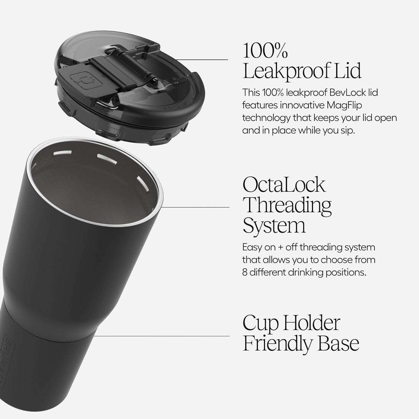 BrüMate Nav 35oz 100% Leak Proof Insulated Travel Tumbler with Magnetic BevLock™ Lid - Double Wall Cup-Holder Friendly Stainless Steel Mug (Eclipse)