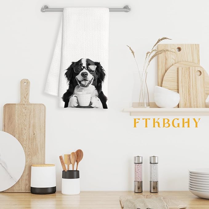 Funny Bernese Mountain Coffee Kitchen Towels Gift, Bernese Mountain Dog Gifts - Image 3