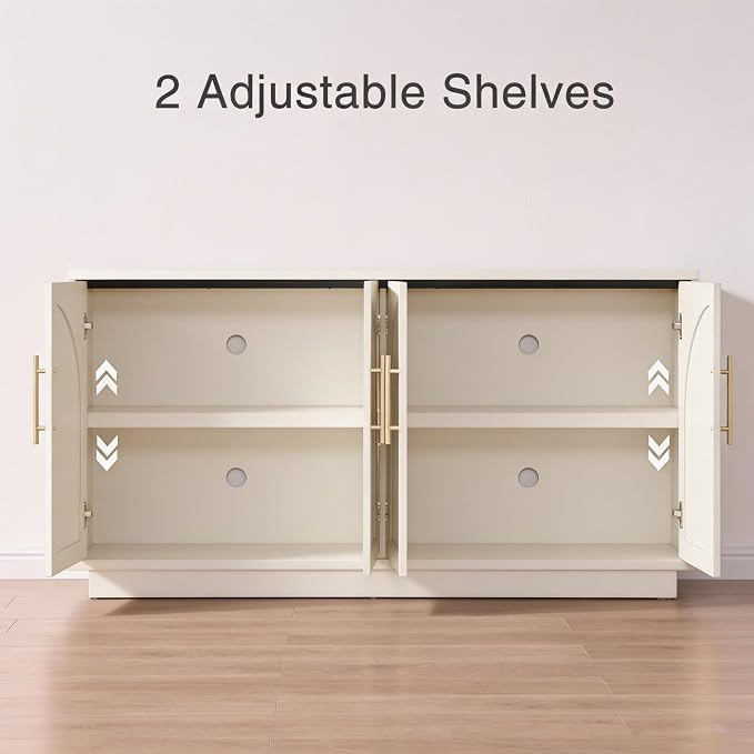 Fatmok 59" Sideboard Buffet Cabinet & TV Stand Set of 2, Modern Arched Credenza - Image 3
