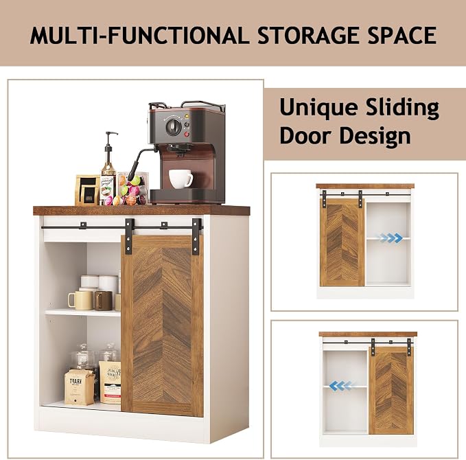Catrimown Farmhouse Small Coffee Bar Cabinet - Image 4