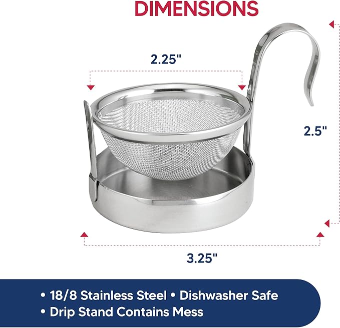 HIC Kitchen Tip Tea Strainer, 18/8 Stainless Steel, Loose Leaf Tea Filter - Image 6
