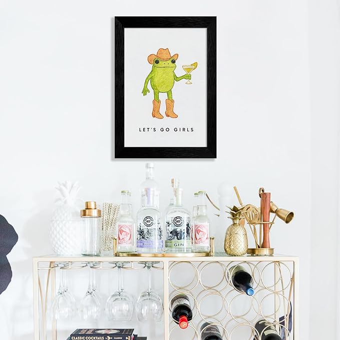 Black Framed Funny Western Cowboy Frog Wall Art 24x36 inch Rustic Farmhouse - Image 5