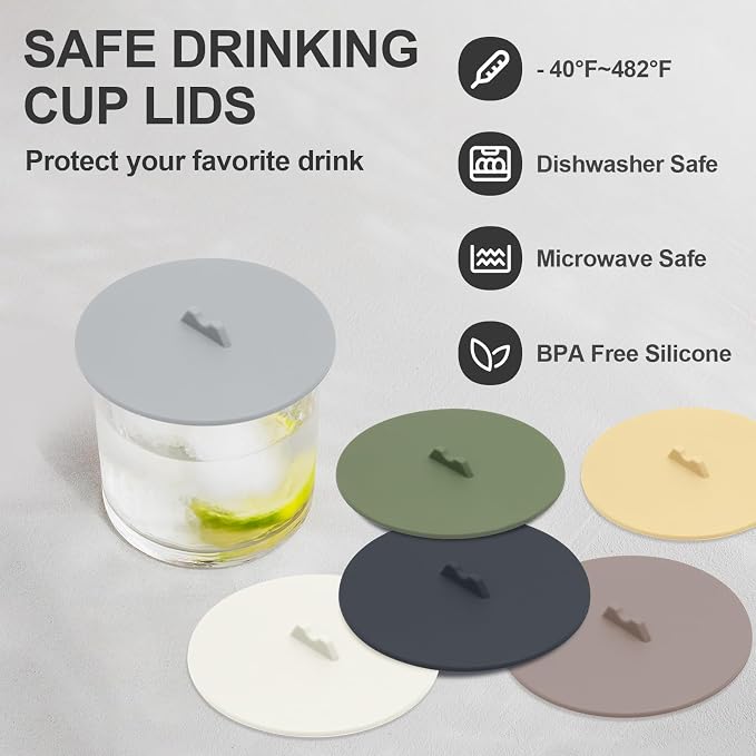 6 Pcs Silicone Cup Cover Lids, 3.9 Inch Reusable Anti-dust Mug Covers Colored - Image 5