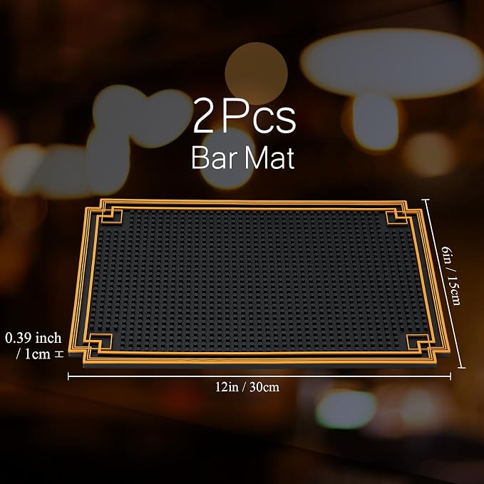Drydiet 2 Pcs 12 x 6 Inch Bar Mat Non Slip Rubber Mat - Image 2