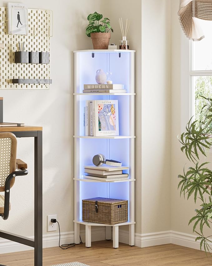 Corner Shelf Stand, 5 Tier Corner Bookshelf by Apetaccat