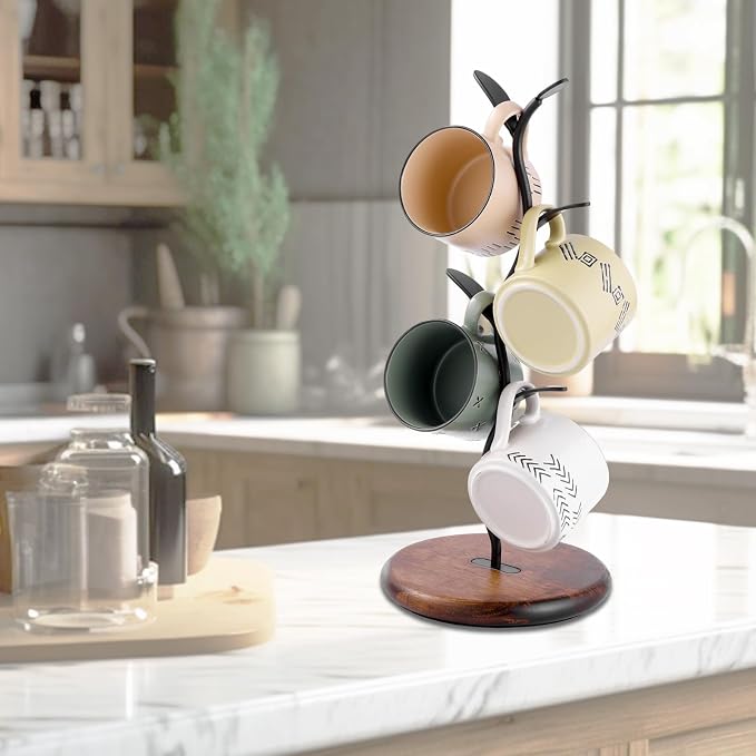Coffee Mug Tree, Mug Holder for Countertop, Cups Storage Rack, Mugs Stand for - Image 2