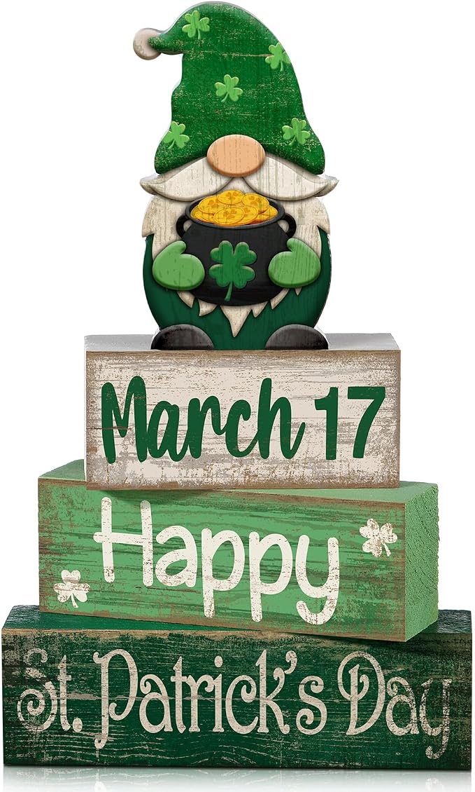 Lineshading 4 Pcs St Patricks Day Table Decoration Wooden St Patrick's Day by Lineshading