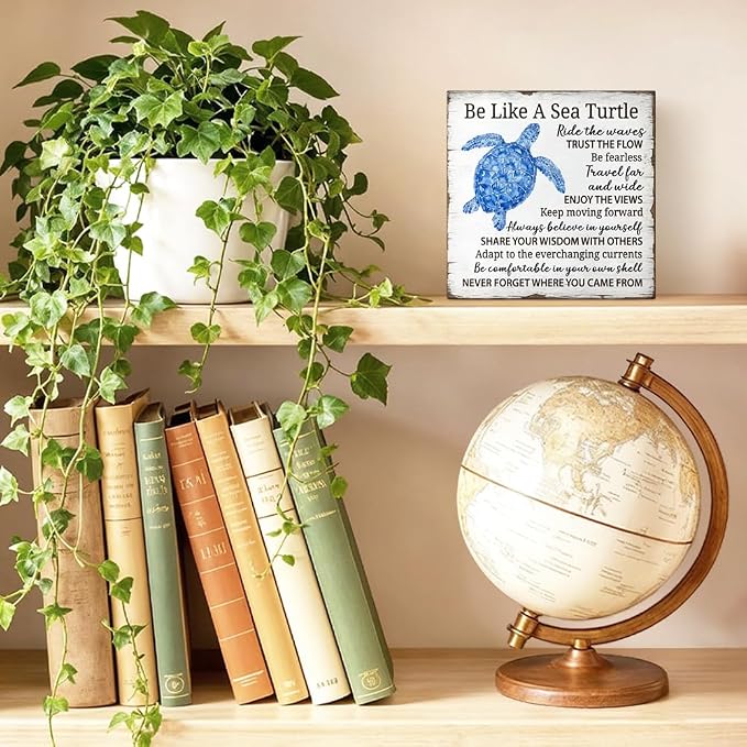 Be Like A Sea Turtle Wood Block Plaque Box Sign - Image 3
