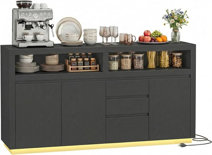FOTOSOK 63" Sideboard Buffet Cabinet - Image 9